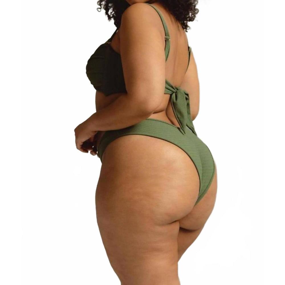 NEW MONTCE tori bandeau bikini top in olive micro scrunch - Picture 7 of 10